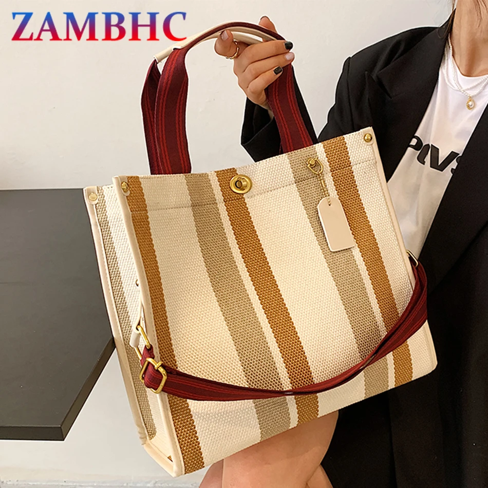 2 Size Ladies Shopper Bag Canvas and Pu Leather Shoulder Bags for Women Fashion Striped Female Daily Totes Bag Designer Handbags
2 Size Ladies Shopper Bag Canvas and Pu Leather Shoulder Bags for Women Fashion Striped Female Daily Totes Bag Designer Handbags