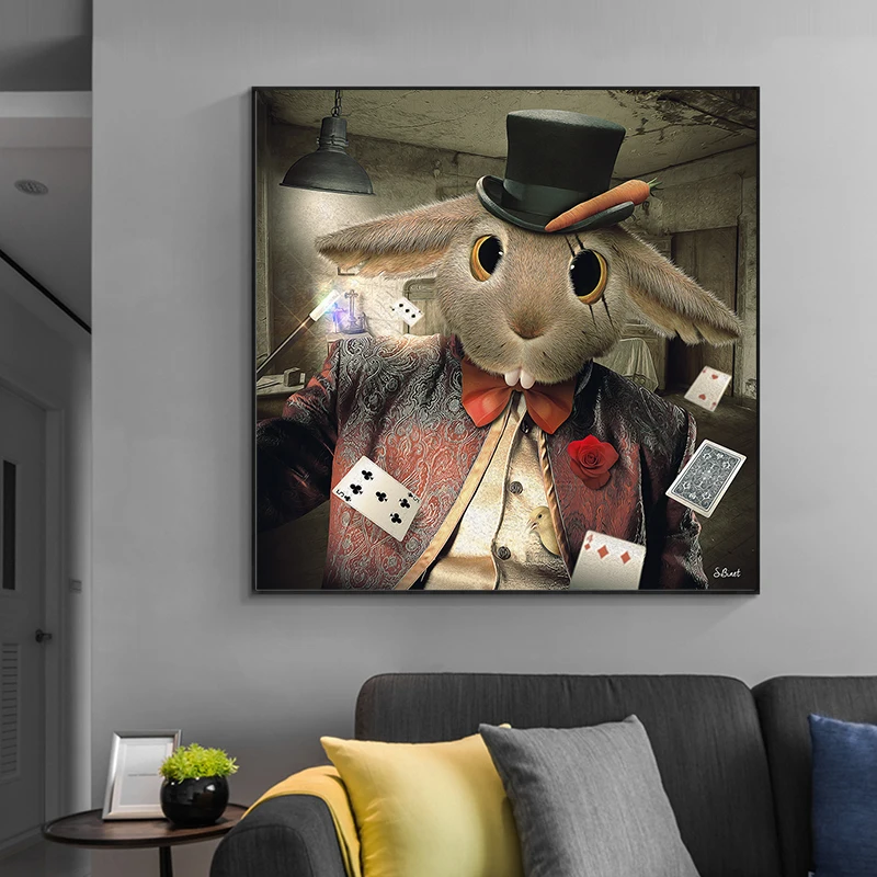 Nordic Vintage Magician Funny Animals Bunny Big Canvas Painting Posters and Prints Wall Art Picture for Living Room Home Decor
Nordic Vintage Magician Funny Animals Bunny Big Canvas Painting Posters and Prints Wall Art Picture for Living Room Home Decor