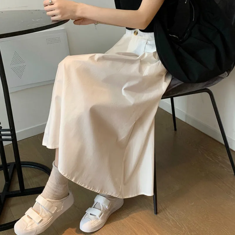 Skirts Women Button Mid-calf Solid Simple Ulzzang Students Stylish Breathable Loose Falda De Busto Spring Casual All-match Chic
Skirts Women Button Mid-calf Solid Simple Ulzzang Students Stylish Breathable Loose Falda De Busto Spring Casual All-match Chic