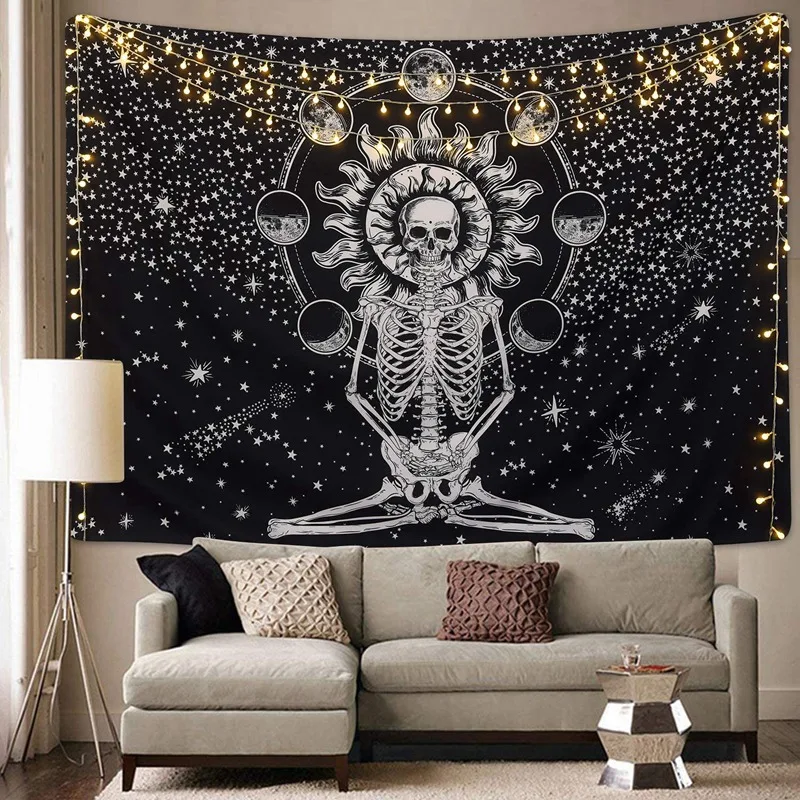 Skull Tapestry Meditation Skeleton Chakra Tapestry Moon Starry Black and White Tarot Tapestry for Room
Skull Tapestry Meditation Skeleton Chakra Tapestry Moon Starry Black and White Tarot Tapestry for Room