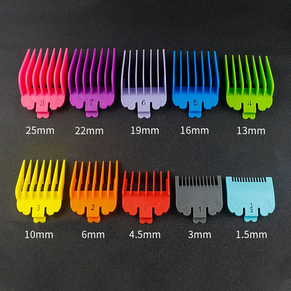 

10 Pcs Hair Clipper Limit Comb Guide Combs Trimmer Guards Attachment Universal Professional Limit Comb Colorful Haircut Tools