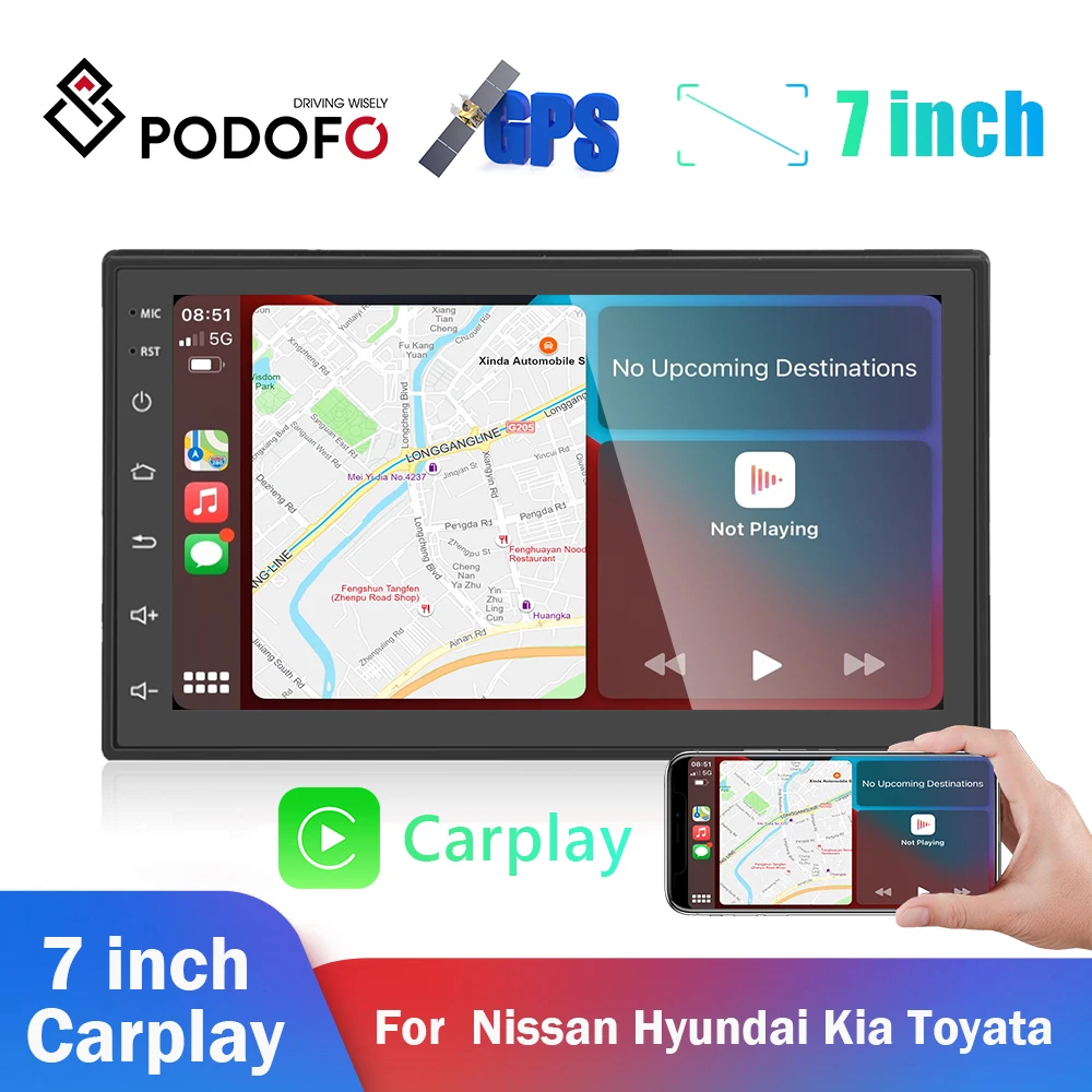 Автомагнитола Podofo универсальная мультимедийная стерео-система на Android с GPS MP5