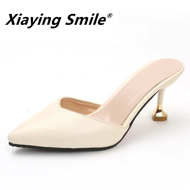 Xiaying Smile Half-trail sandals women's 2020 summer new pointy fashion medium-heeled stiletto shoes
Xiaying Smile Half-trail sandals women's 2020 summer new pointy fashion medium-heeled stiletto shoes