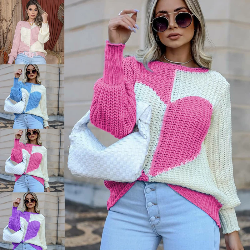 Ladies Loose Large Size Flared Sleeve Sweater, Love Contrast Printing Stitching Knit High Street Sweater S-2XL
Ladies Loose Large Size Flared Sleeve Sweater, Love Contrast Printing Stitching Knit High Street Sweater S-2XL