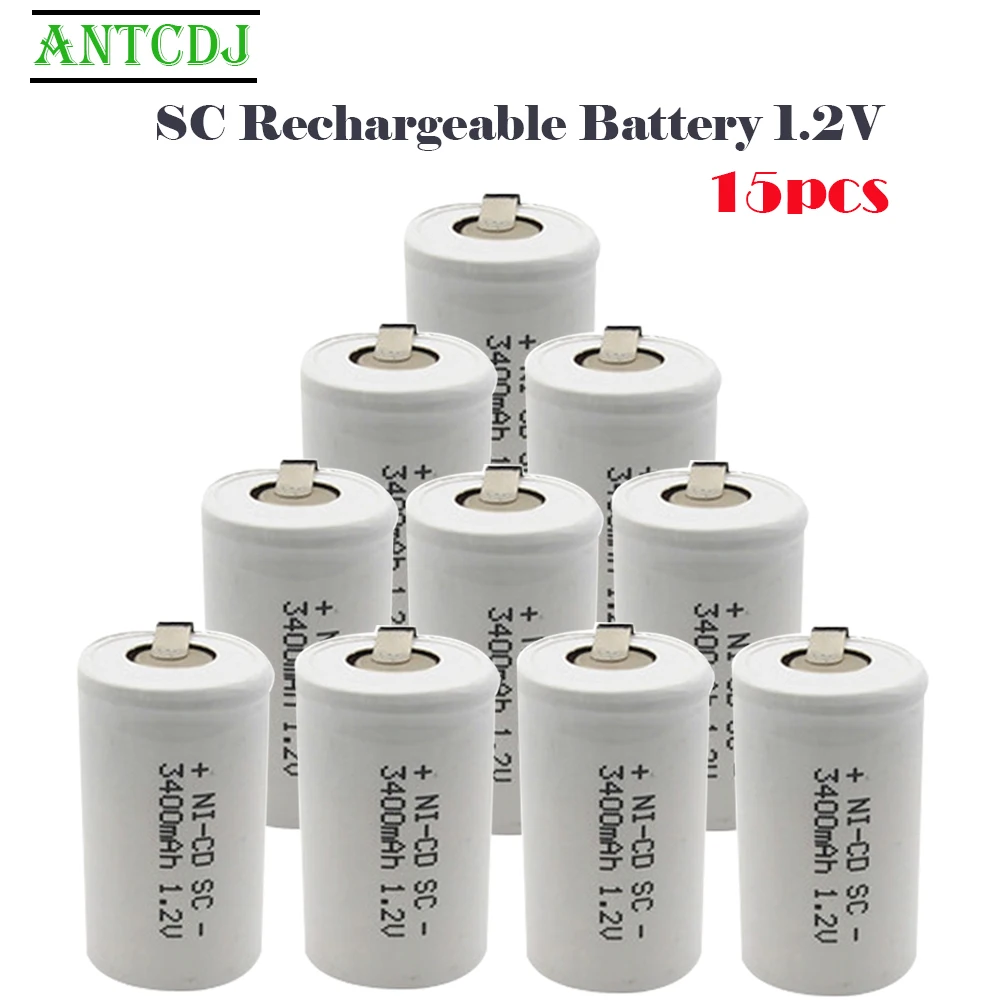 15PCS USB SC 3400mAh SUB C 1.2V NI-CD Rechargeable Battey NiCd SUBC Cells Screwdriver Electric Drill SC Batteries Power Tool
15PCS USB SC 3400mAh SUB C 1.2V NI-CD Rechargeable Battey NiCd SUBC Cells Screwdriver Electric Drill SC Batteries Power Tool