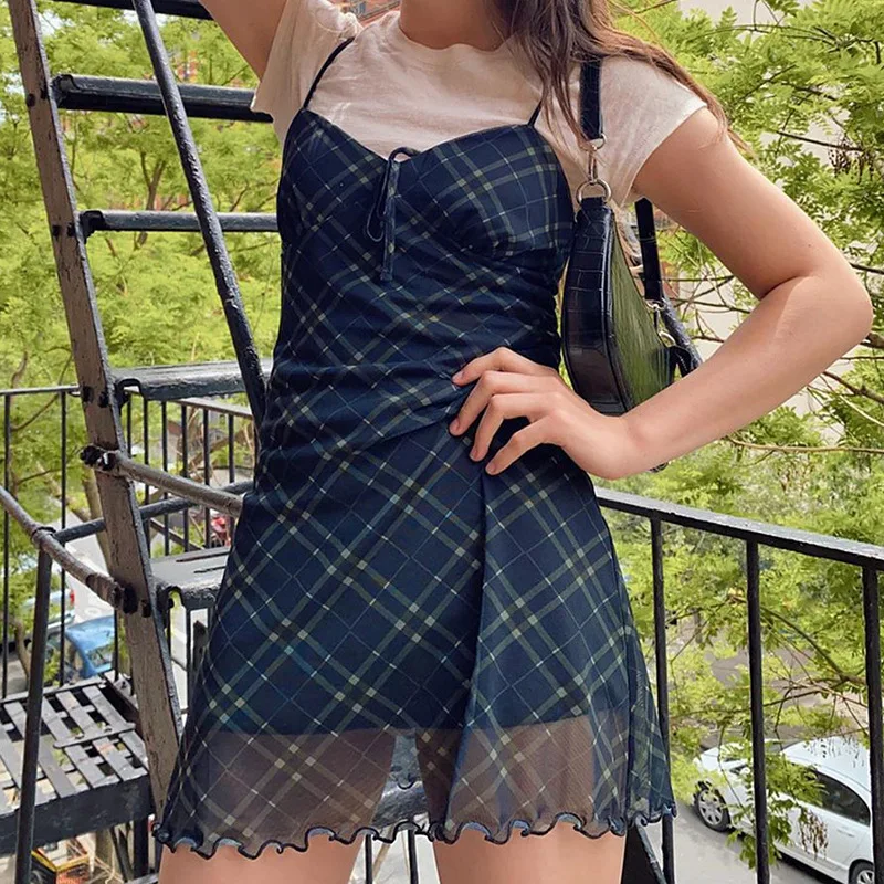 E-Girl 90s Spaghetti Strap Bandage Front Ruffles Plaid Dresses Vintage Mesh V-neck Backless A-line Mini Dress Partywear
E-Girl 90s Spaghetti Strap Bandage Front Ruffles Plaid Dresses Vintage Mesh V-neck Backless A-line Mini Dress Partywear