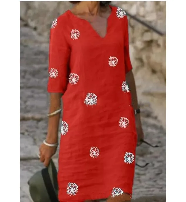Elegant Women Linen Cotton Dress Autumn V-Neck Half Sleeve A-Line Dresses Female Vintage Button Loose Dress Vestidos
Elegant Women Linen Cotton Dress Autumn V-Neck Half Sleeve A-Line Dresses Female Vintage Button Loose Dress Vestidos