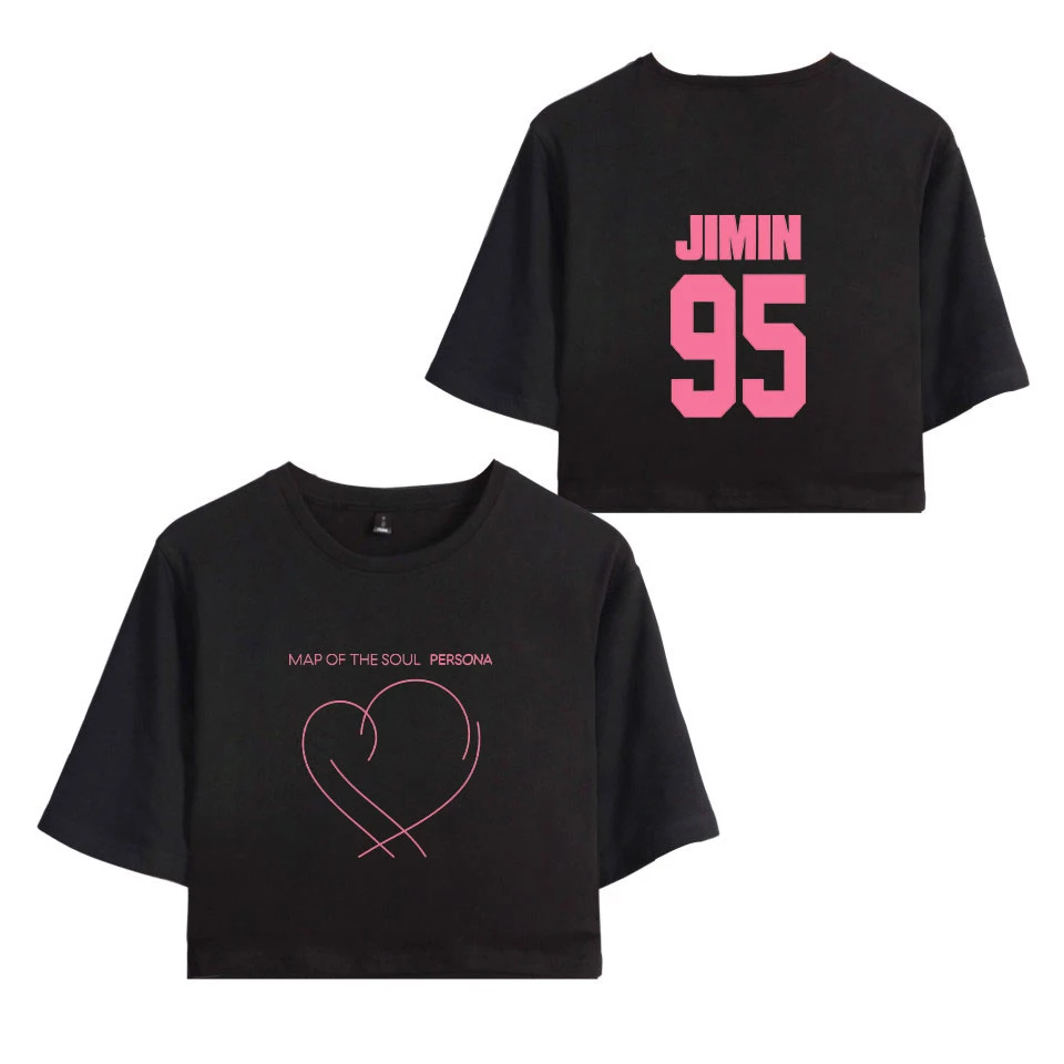 Корейский Kpop J-HOPE SUGA JIN карта души личный принт кроп-топ Женская футболка BTS