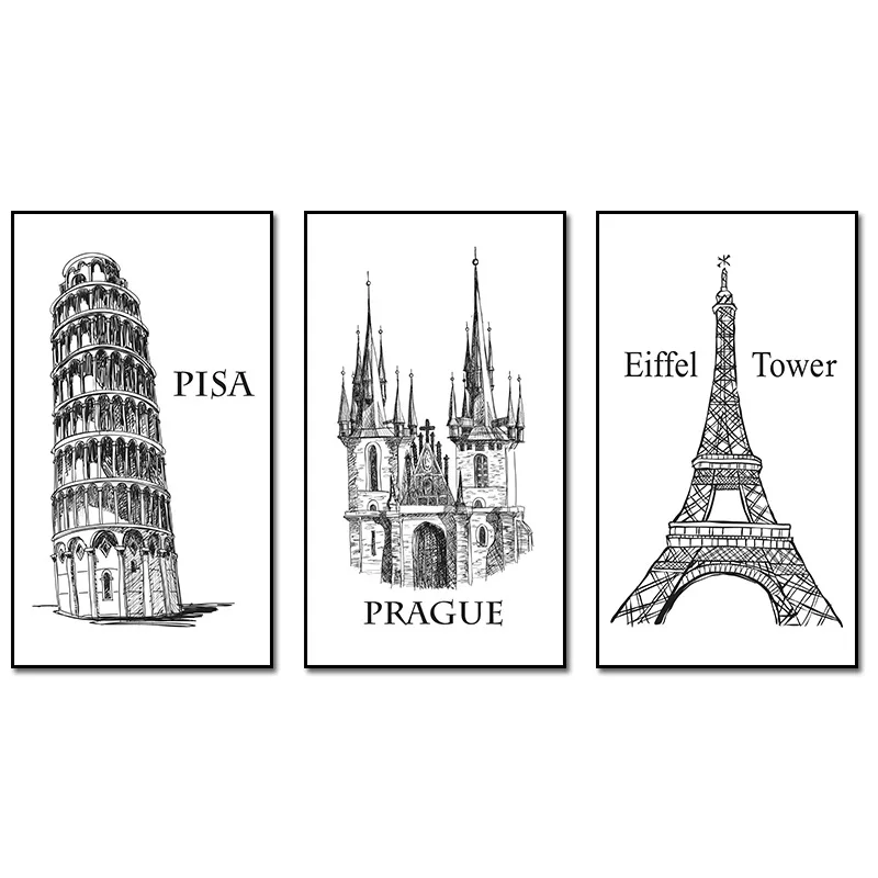 Black and White Building Picture Print Canvas Poster Wall Art Decorative Painting PISA PRAGUE EIFFEL TOWER sample lines painting 
Black and White Building Picture Print Canvas Poster Wall Art Decorative Painting PISA PRAGUE EIFFEL TOWER sample lines painting