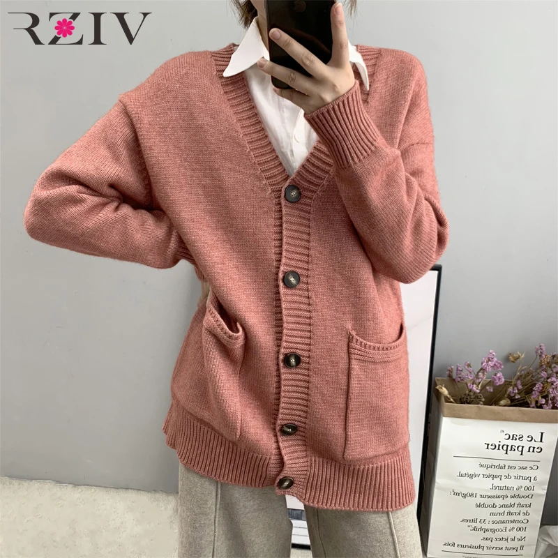 RZIV Autumn and winter women's sweater casual solid color V-neck long-sleeved thick cardigan sweater
RZIV Autumn and winter women's sweater casual solid color V-neck long-sleeved thick cardigan sweater