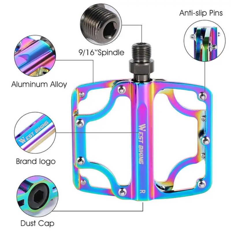 WEST BIKING Colorful 3 Bearings Pedal Bicycle Bike Pedal Anti-slip Footboard Bearing Quick Release Aluminum Alloy Bike Parts
WEST BIKING Colorful 3 Bearings Pedal Bicycle Bike Pedal Anti-slip Footboard Bearing Quick Release Aluminum Alloy Bike Parts