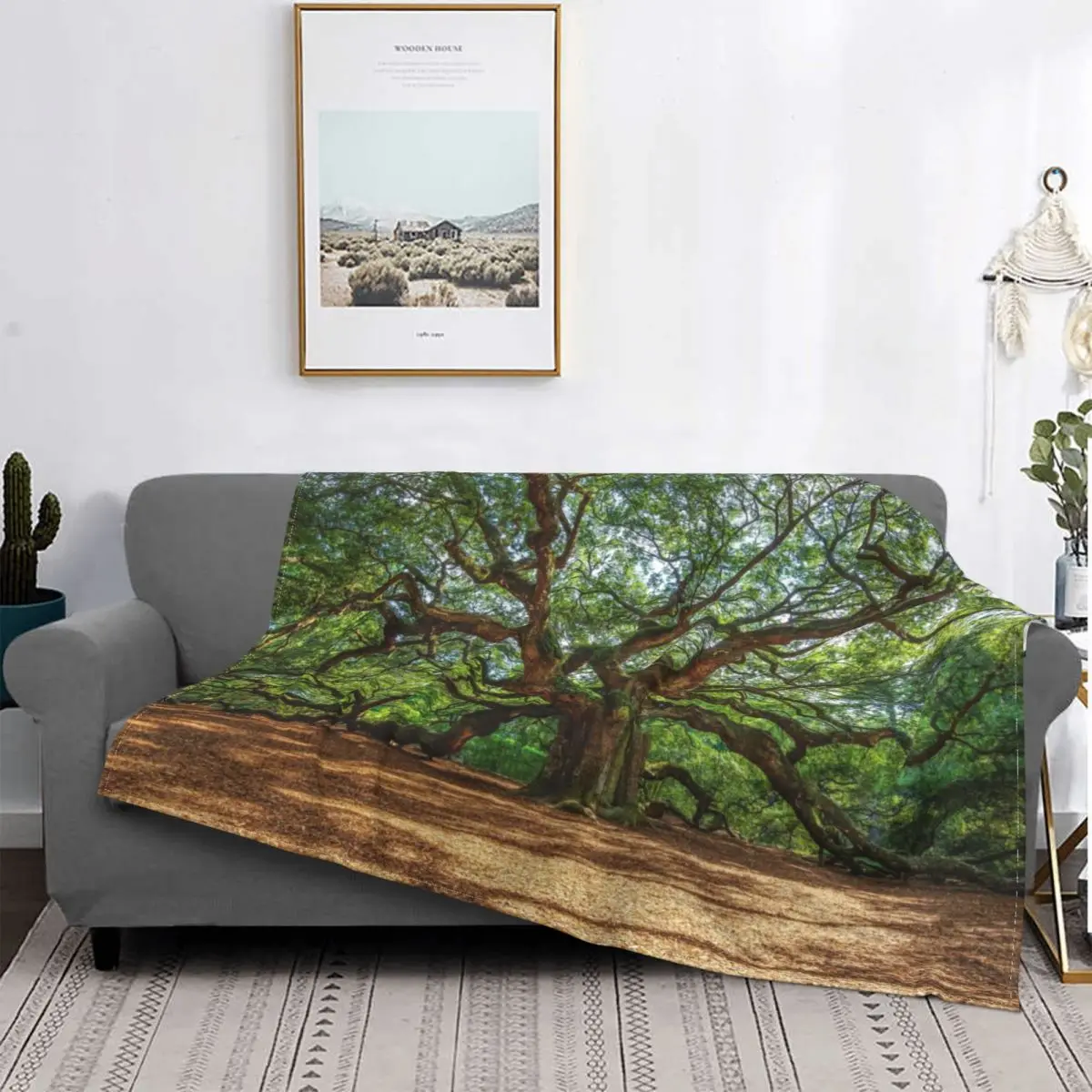 

Angel Oak Ancient Tree On Johns South Carolina Blankets Fleece Textile Decor Nature Soft Throw Blankets for Bed Travel Bedspread