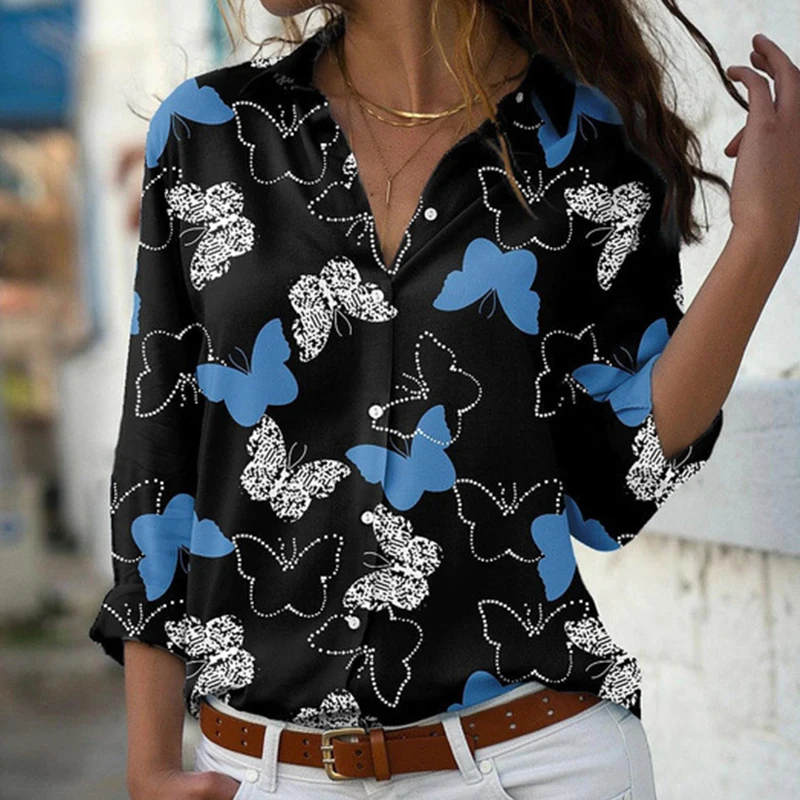 Popular Fashion Butterflies Print Blouse Shirts Women Elegant Turn-down Collar Button Tops Spring Autumn Hot Deals Lady Blosues
Popular Fashion Butterflies Print Blouse Shirts Women Elegant Turn-down Collar Button Tops Spring Autumn Hot Deals Lady Blosues