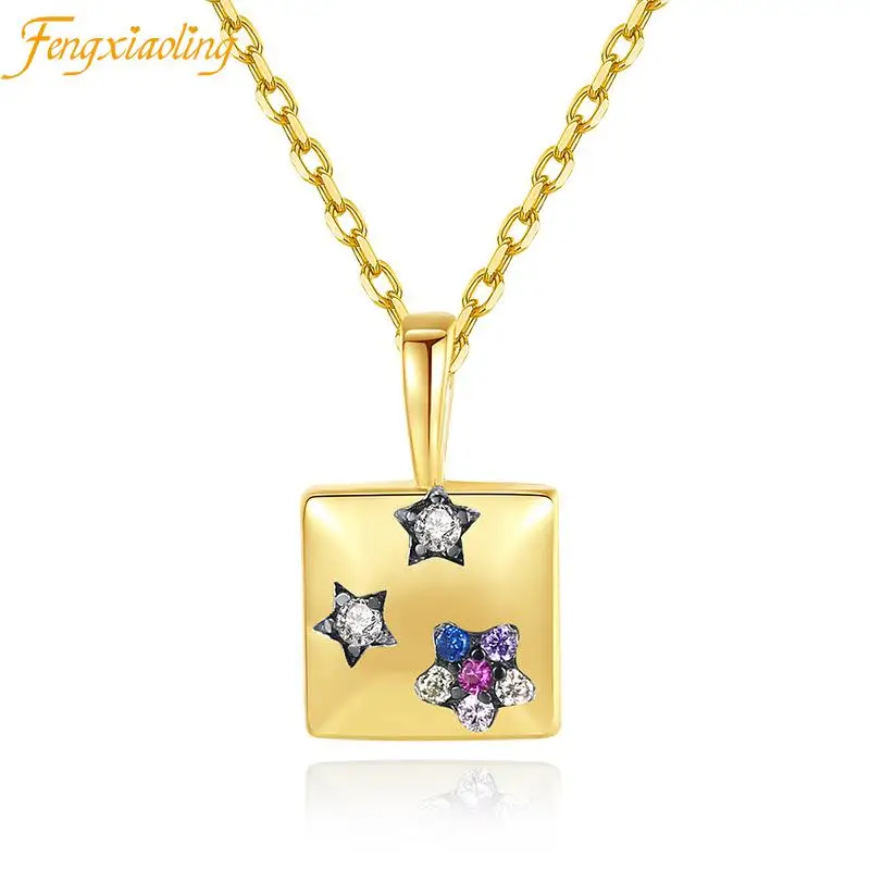 925 Sterling Silver Geometric Square Mosaic Zircon Pentagram Pendant Necklaces For Women & Girls 14k Gold Plated Fine Jewelry
925 Sterling Silver Geometric Square Mosaic Zircon Pentagram Pendant Necklaces For Women & Girls 14k Gold Plated Fine Jewelry