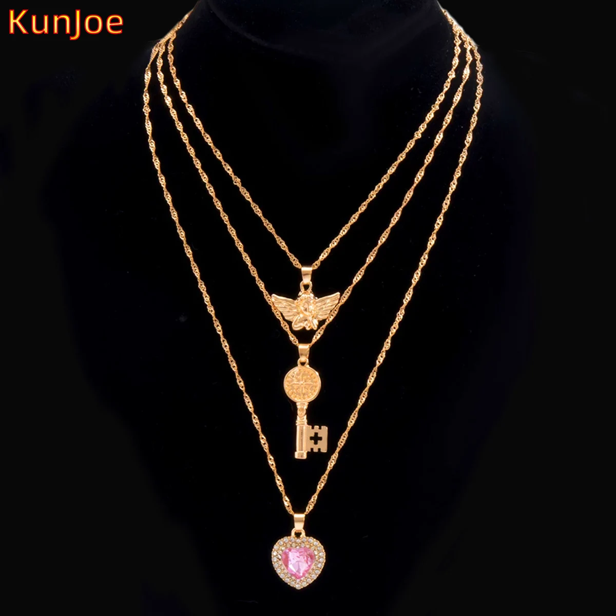 KunJoe Hip Hop 3Pcs/Set Multilayer Pink Crystal Heart Necklace Bohemia New Key Pendant Necklace Shiny Women Girls Jewelry Gift
KunJoe Hip Hop 3Pcs/Set Multilayer Pink Crystal Heart Necklace Bohemia New Key Pendant Necklace Shiny Women Girls Jewelry Gift