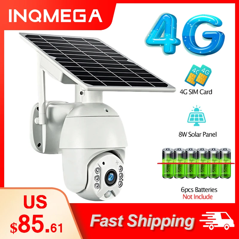 INQMEGA 1080P HD 4G маломощная Солнечная камера с двойным аудио и голосовым оповещением