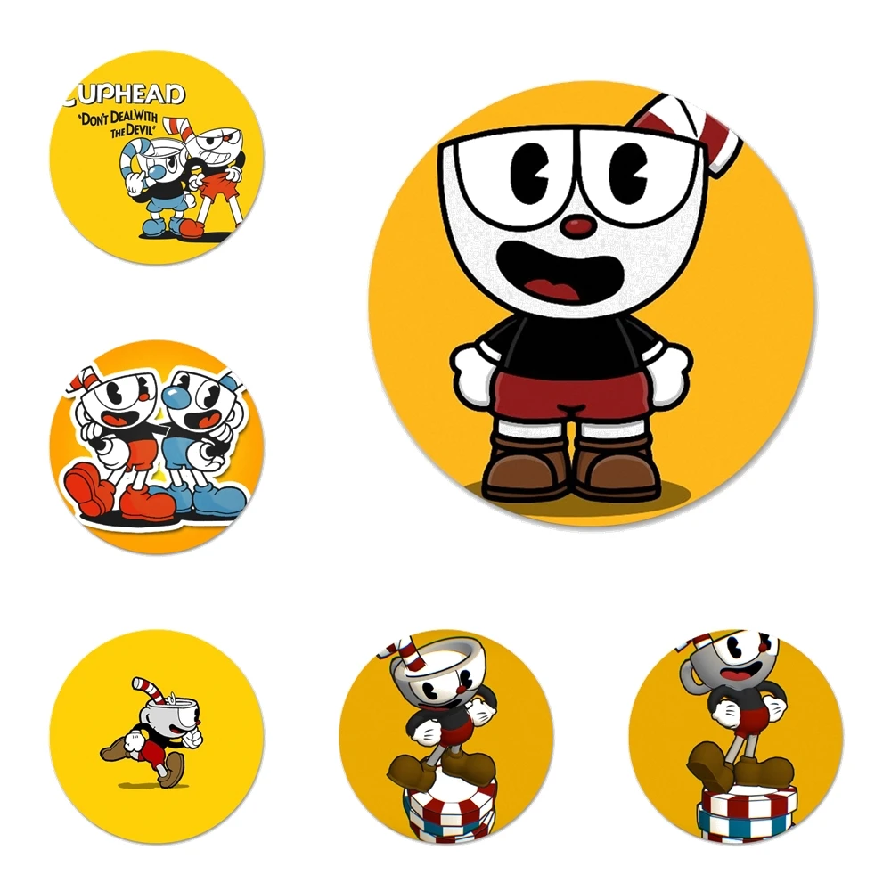 

58mm Cuphead Icons Pins Badge Decoration Brooches Metal Badges For Clothes Backpack Decoration