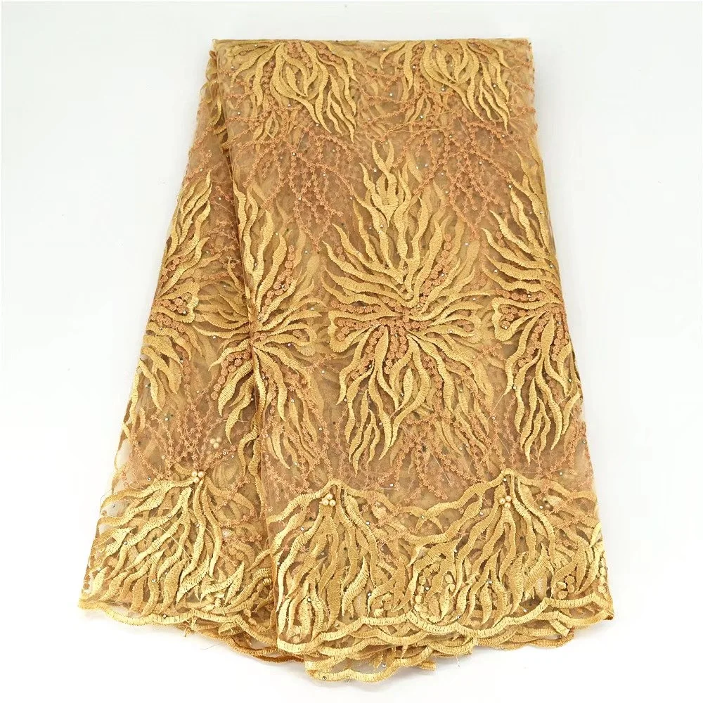 New Gold Design Nigerian Lace Fabric African Lace Fabrics High Quality Bead/Stones Tulle net French Net Lace Fabric For Wedding
New Gold Design Nigerian Lace Fabric African Lace Fabrics High Quality Bead/Stones Tulle net French Net Lace Fabric For Wedding