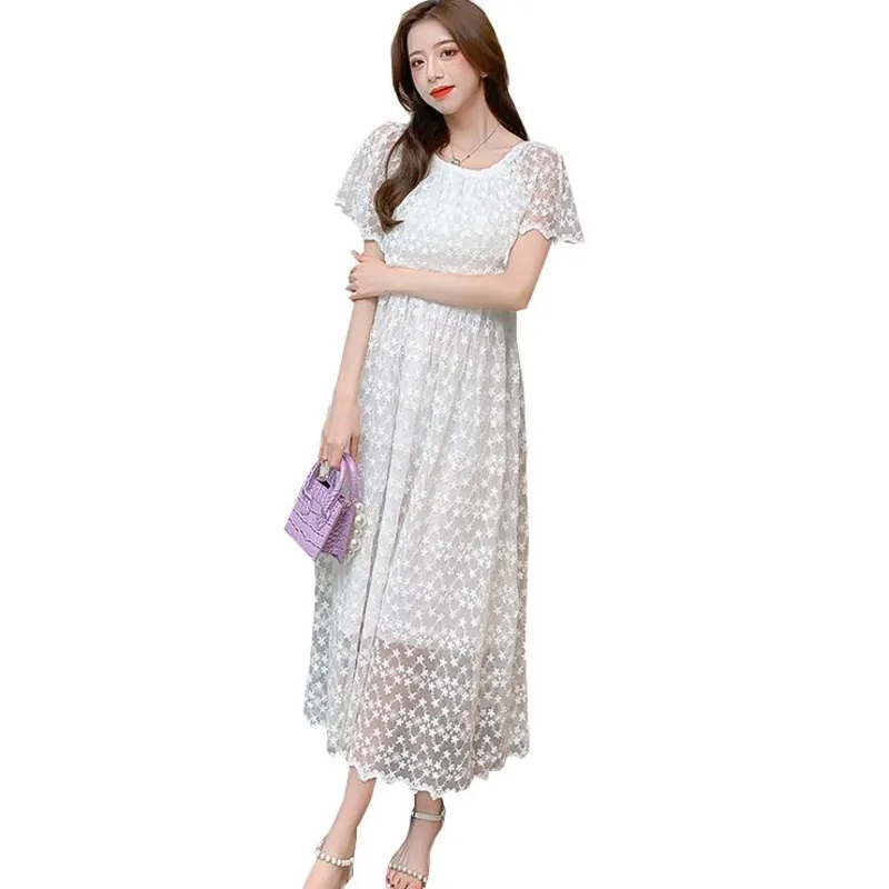 2021 New Ladies Elegant Summer Lace Off The Shoulder Dress Women Casual Slash Neck Solid High Waist Seaside Holiday Dresses
2021 New Ladies Elegant Summer Lace Off The Shoulder Dress Women Casual Slash Neck Solid High Waist Seaside Holiday Dresses