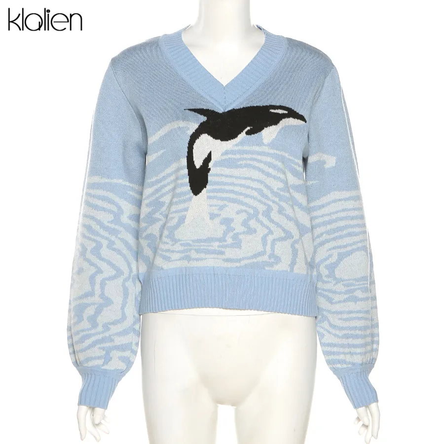 KLALIEN Fashion Cute Cartoon Pullover Sweater For Women Autumn Warm V Neck Loose Office Lady Streetwear Sweater Female Hot Sale
KLALIEN Fashion Cute Cartoon Pullover Sweater For Women Autumn Warm V Neck Loose Office Lady Streetwear Sweater Female Hot Sale