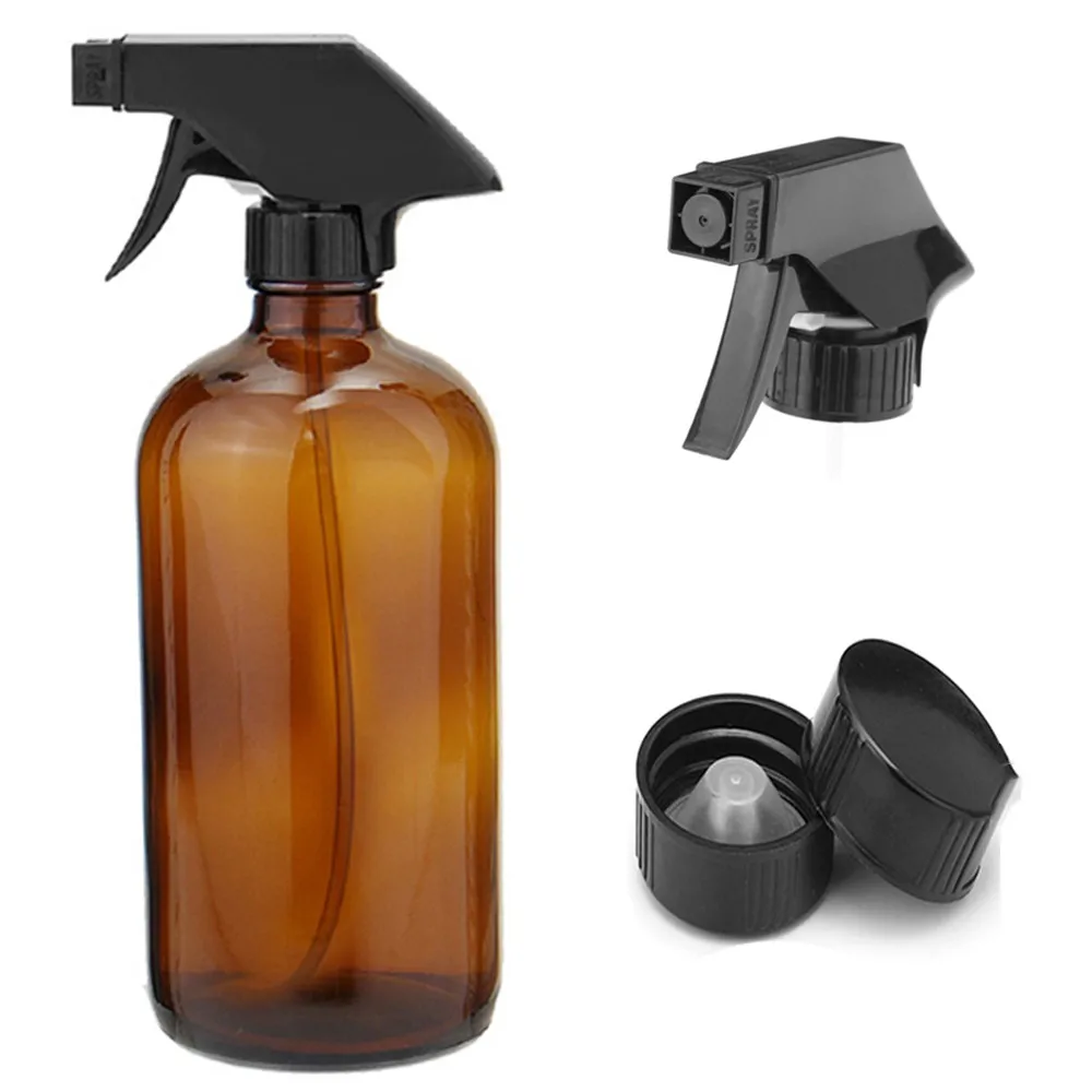 

1PCS 500ml Refillable Empty Portable Amber Glass Spray Bottles Container with Triggers Caps for Essential Oils Lotions Perfumes