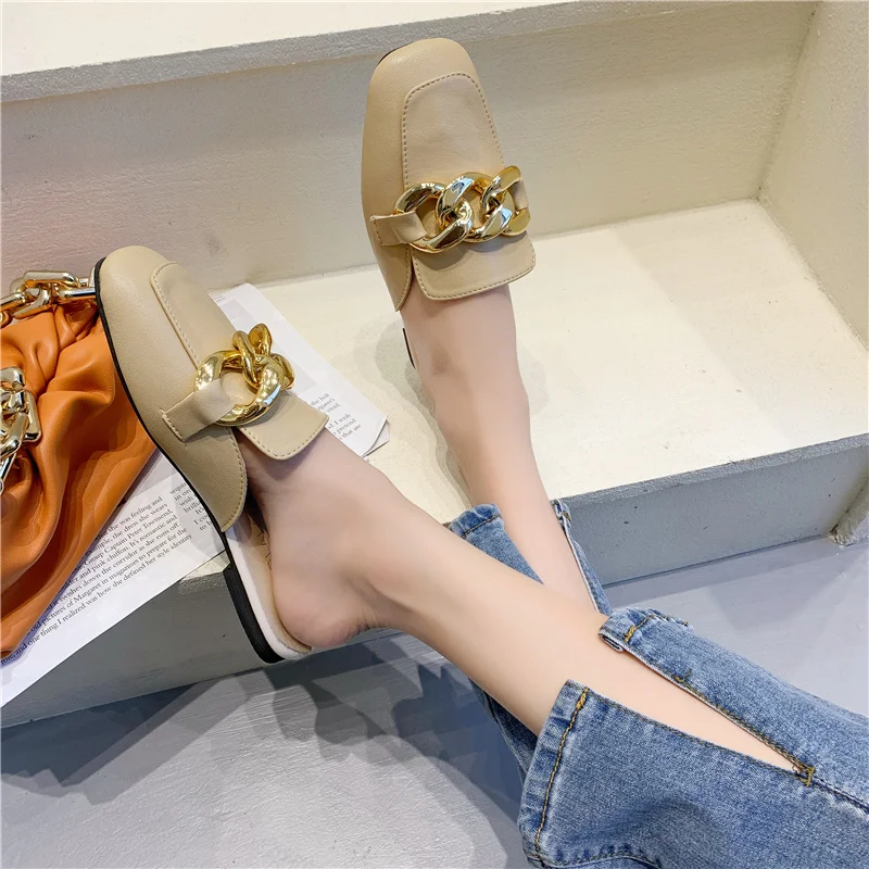 Loafers Shoes Woman 2021 Slippers Flat Female Mule Cover Toe Rivet Pantofle Luxury Slides Mules Soft New Designer Basic PU Metal
Loafers Shoes Woman 2021 Slippers Flat Female Mule Cover Toe Rivet Pantofle Luxury Slides Mules Soft New Designer Basic PU Metal