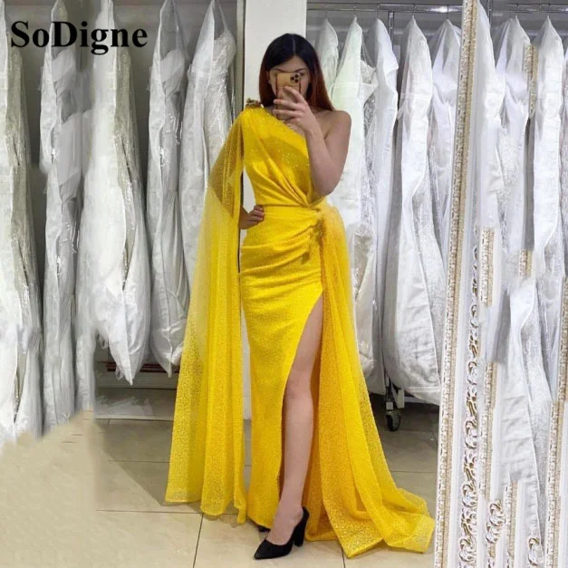 SoDigne Gold Mermaid Prom Dress Sexy Side Slit Glitter Sequined Formal Dubai Arabic One Shoulder Evening Party Gowns
SoDigne Gold Mermaid Prom Dress Sexy Side Slit Glitter Sequined Formal Dubai Arabic One Shoulder Evening Party Gowns
