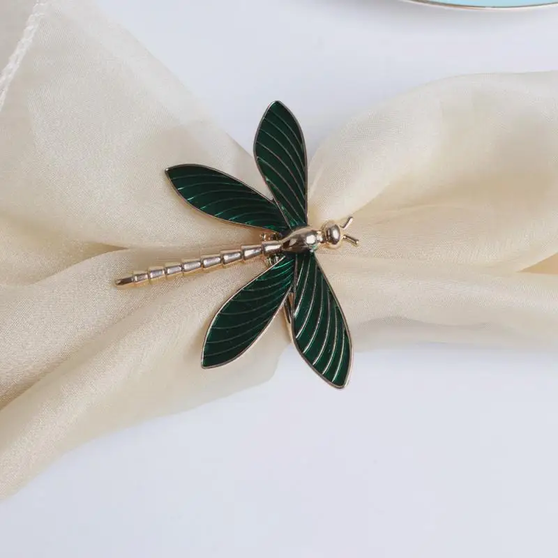 2021 new 6pcs Dripping Dragonfly Napkin Button Ring Hotel Wedding Table Cloth | Дом и сад