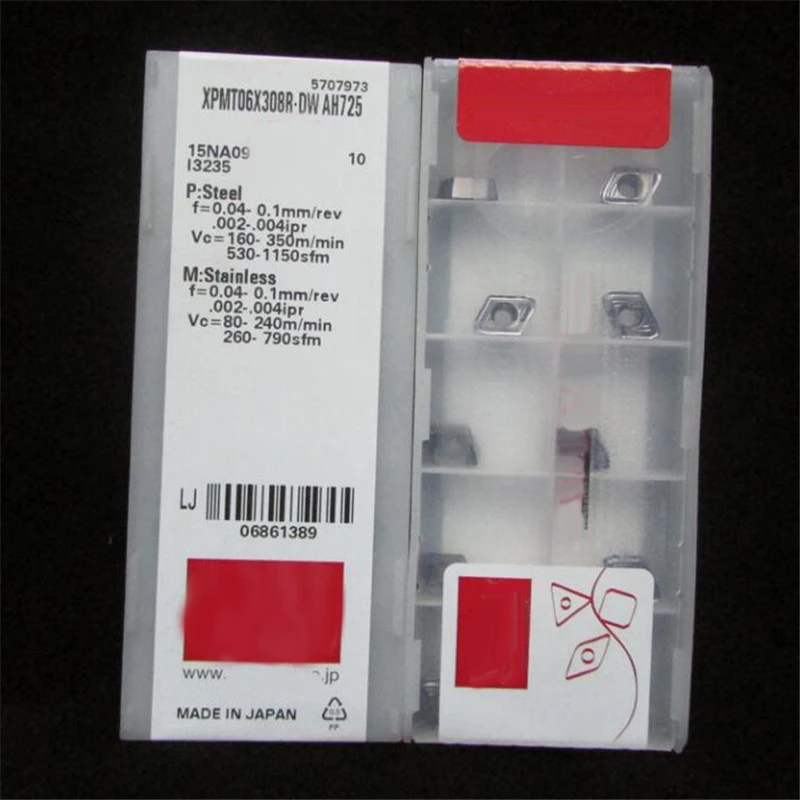 Original 10pcs/set XPMT XPMT06 XPMT06X308 XPMT06X308R-DW AH725 Carbide Inserts Lathe Tools Cutter CNC Turning
Original 10pcs/set XPMT XPMT06 XPMT06X308 XPMT06X308R-DW AH725 Carbide Inserts Lathe Tools Cutter CNC Turning