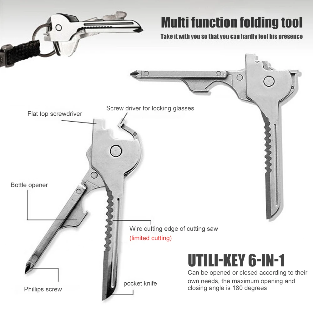 Gadget Multi Tool Fold Open Blade Kit 6 in 1 Multi-Function Mini Key Tool Stainless Steel Opener Keychain Screwdriver
Gadget Multi Tool Fold Open Blade Kit 6 in 1 Multi-Function Mini Key Tool Stainless Steel Opener Keychain Screwdriver