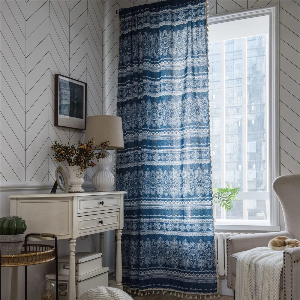 1.5M Width Lace Blule Printed Curtain Cotton Linen Tassels Kitchen Living Room Curtain Bay Window Curtain
1.5M Width Lace Blule Printed Curtain Cotton Linen Tassels Kitchen Living Room Curtain Bay Window Curtain