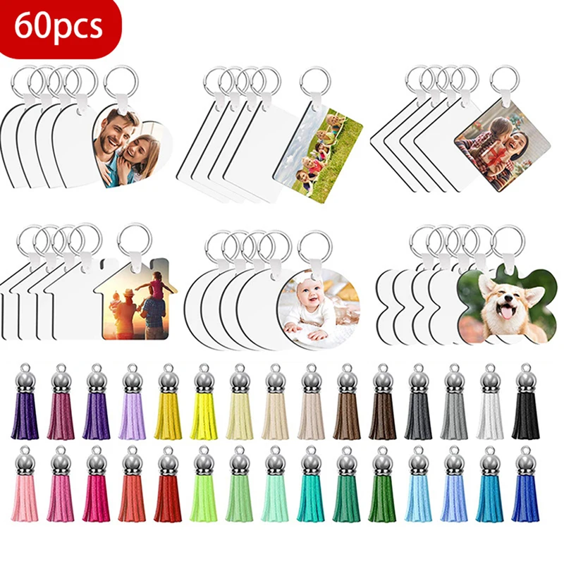 60Pcs Sublimation Blanks Keychains Board Ornaments DIY Heat Transfer Keychains Double-Sided Pendants Keyrings For Jewelry Making
60Pcs Sublimation Blanks Keychains Board Ornaments DIY Heat Transfer Keychains Double-Sided Pendants Keyrings For Jewelry Making
