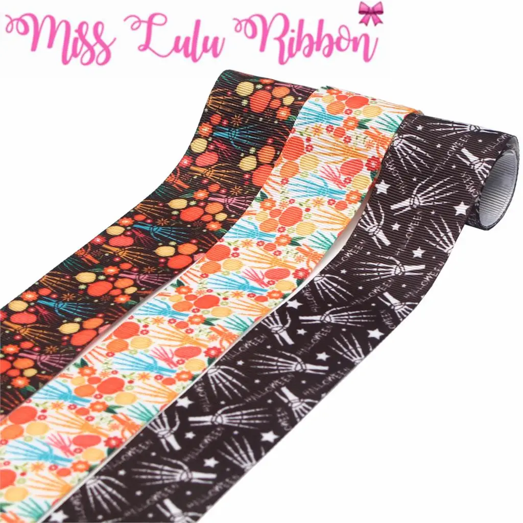 16mm-75mm Halloween Series Colorful Skeleton Hand Printed Grosgrain/Foe Ribbon Geometric DIY Hair Bowknot 50yards/roll
16mm-75mm Halloween Series Colorful Skeleton Hand Printed Grosgrain/Foe Ribbon Geometric DIY Hair Bowknot 50yards/roll