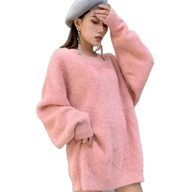 Thick Warm Mink Velvet Sweater Loose Elegant Candy Color Pullover Women Autumn Winter New Lazy Casual Warm Mid-length Sweaters
Thick Warm Mink Velvet Sweater Loose Elegant Candy Color Pullover Women Autumn Winter New Lazy Casual Warm Mid-length Sweaters