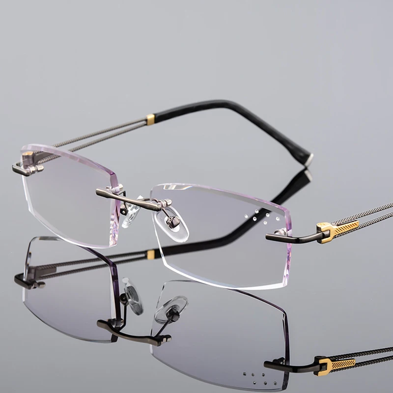 Diamond Eyeglasses Frame Men Rimless Glasses Man Tint MR-8 Lens Frameless Fashion Spectacles 
Diamond Eyeglasses Frame Men Rimless Glasses Man Tint MR-8 Lens Frameless Fashion Spectacles