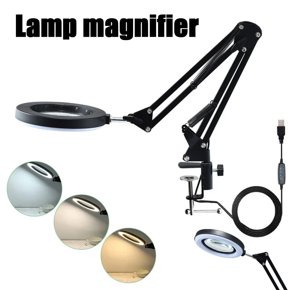 2021 64LED NEW Illuminated Magnifier USB 3 Colors LED Magnifying Glass For Soldering Iron Repair/Table Lamp/Skincare Beauty Tool
2021 64LED NEW Illuminated Magnifier USB 3 Colors LED Magnifying Glass For Soldering Iron Repair/Table Lamp/Skincare Beauty Tool