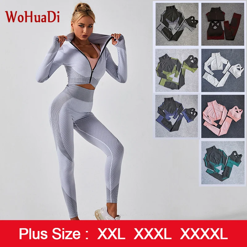 WOHUADI Women's Clothing Set Yoga Sets Female Sport Gym Wear Fitness Long Sleeve Shirt+Bra+Leggings Plus Size XXL/3XL/4XL
WOHUADI Women's Clothing Set Yoga Sets Female Sport Gym Wear Fitness Long Sleeve Shirt+Bra+Leggings Plus Size XXL/3XL/4XL
