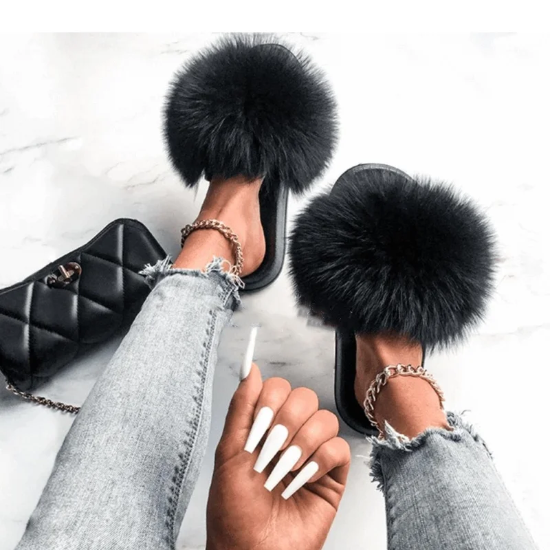 Hot Sale Summer Women Fox Fur Slippers Furry Slippers Designer Fur Slides Girls Black Fur Slides Gorgeous Big Fur Slides Sandal
Hot Sale Summer Women Fox Fur Slippers Furry Slippers Designer Fur Slides Girls Black Fur Slides Gorgeous Big Fur Slides Sandal