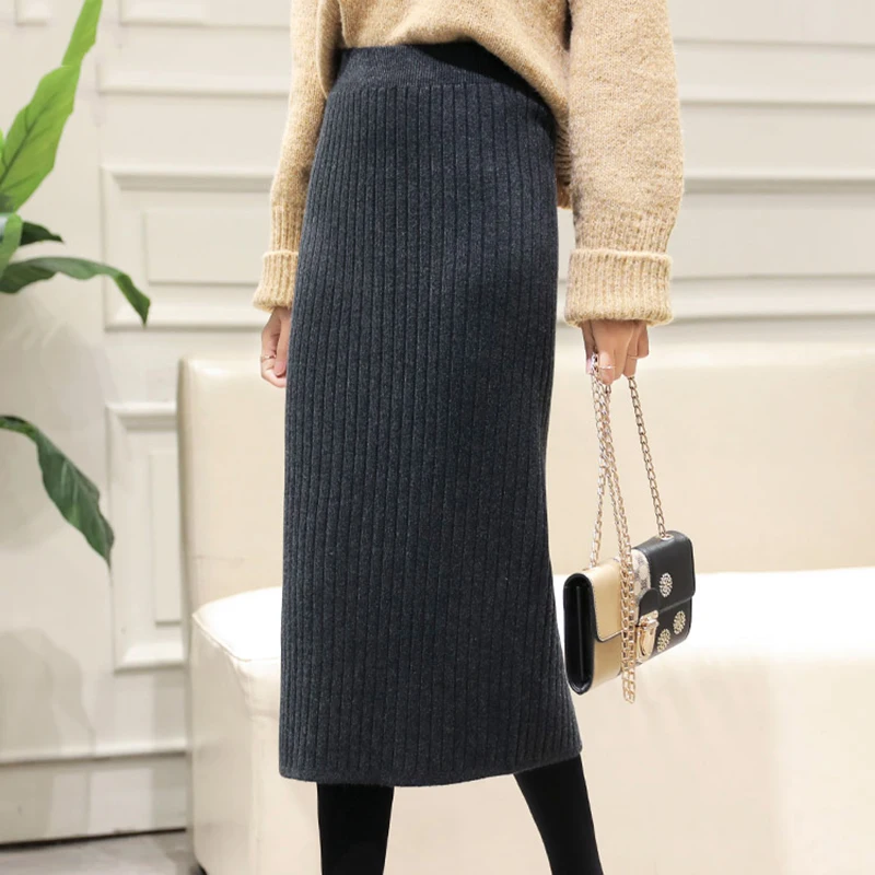 Skirts Women Fall High Waist Solid Simple All-match Korean Style Elegant Skirt Womens Long Knitting Slim Laides Trendy Clothing
Skirts Women Fall High Waist Solid Simple All-match Korean Style Elegant Skirt Womens Long Knitting Slim Laides Trendy Clothing