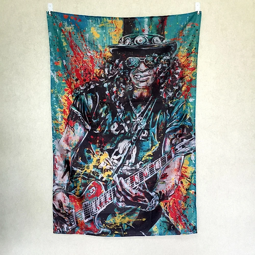 

Slash Guns Roses Rock Band Poster Cloth Flags Curtain Wall Stickers Hanging paintings Billiards Hall Studio Theme Home Decor DE1