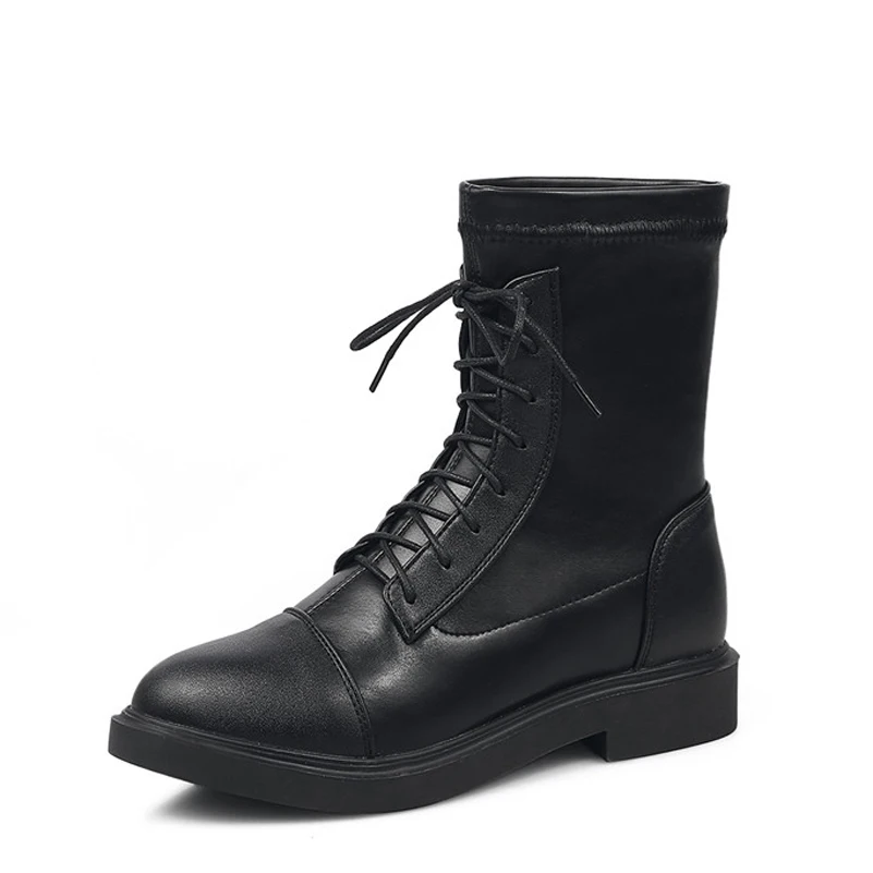 ANNYMOLI Motorcycle Boots Woman Platform Flat Mid Calf Boots Lace Up Round Toe Female Shoes Autumn Winter Black Large Size 33-43
ANNYMOLI Motorcycle Boots Woman Platform Flat Mid Calf Boots Lace Up Round Toe Female Shoes Autumn Winter Black Large Size 33-43