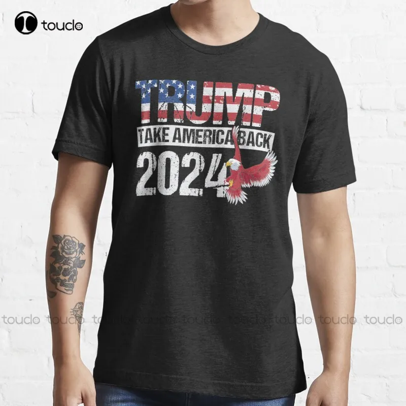 Новая футболка с изображением флага Трампа 2024 Американская для мужчин и женщин