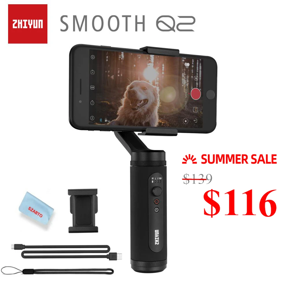 Zhiyun Smooth Q2 3-осевой Карманный стабилизатор для смартфона 11 Pro Max S10 9 маленький карманный размер 360 de
Zhiyun Smooth Q2 3-осевой Карманный стабилизатор для смартфона 11 Pro Max S10 9 маленький карманный размер 360 de