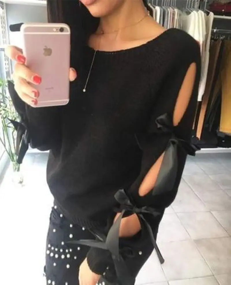 Fall Sweaters Women Autumn Winter Clothes Cute Bow Hollow Long Sleelve Solid O-neck Casual Knitted Pullover Streetwear Tops
Fall Sweaters Women Autumn Winter Clothes Cute Bow Hollow Long Sleelve Solid O-neck Casual Knitted Pullover Streetwear Tops