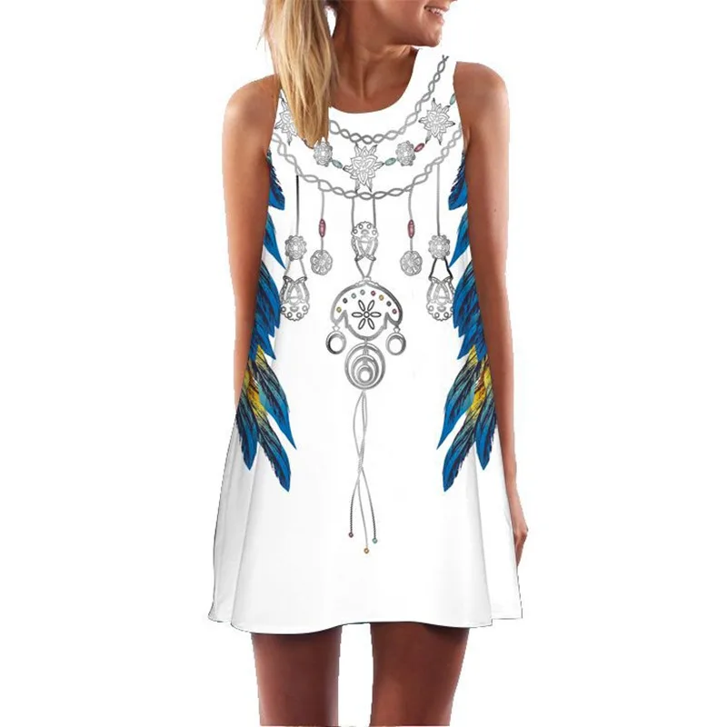 New Women's Bohemian Style Dress 3D Printed Round Neck Large Swing Loose Strapless Mid-length Vest Sleeveless Dress
New Women's Bohemian Style Dress 3D Printed Round Neck Large Swing Loose Strapless Mid-length Vest Sleeveless Dress