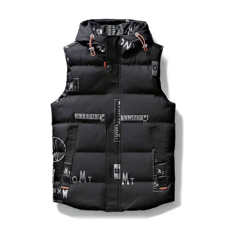 2021 Winter Men Hooded Vest Warm Thicken Sleeveless Handsome Student Korean Fashion Coat Loose Zipper Letter Printed
2021 Winter Men Hooded Vest Warm Thicken Sleeveless Handsome Student Korean Fashion Coat Loose Zipper Letter Printed