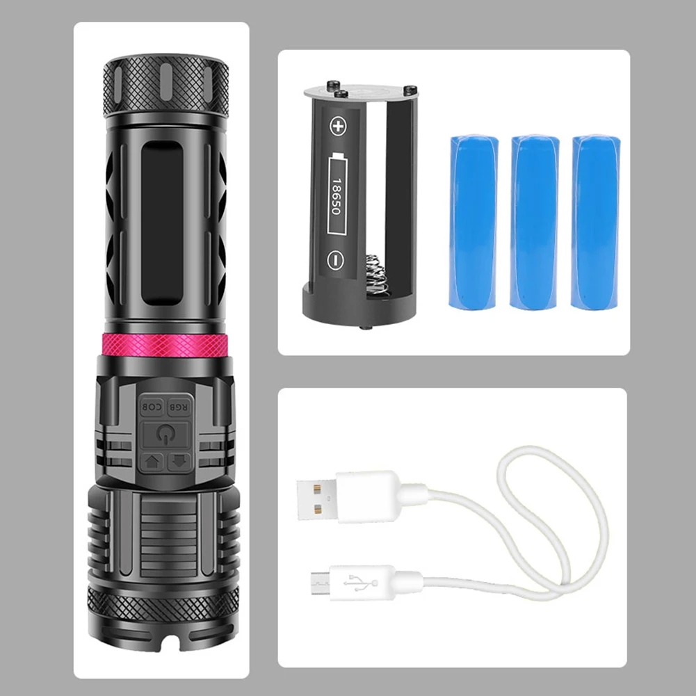 XHP 120 Flashlight Rechargeable COB Red Blue Green LED Hunting Fishing Camping Lamp Bright Lantern Waterproof Torch Flash Light
XHP 120 Flashlight Rechargeable COB Red Blue Green LED Hunting Fishing Camping Lamp Bright Lantern Waterproof Torch Flash Light
