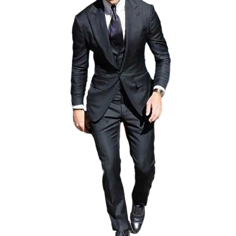 Formal Peaked Design Men Suits for Wedding Black Groom Tuxedos trajes de hombre 3PCS Prom Party Blazer Homme Man Outfits
Formal Peaked Design Men Suits for Wedding Black Groom Tuxedos trajes de hombre 3PCS Prom Party Blazer Homme Man Outfits