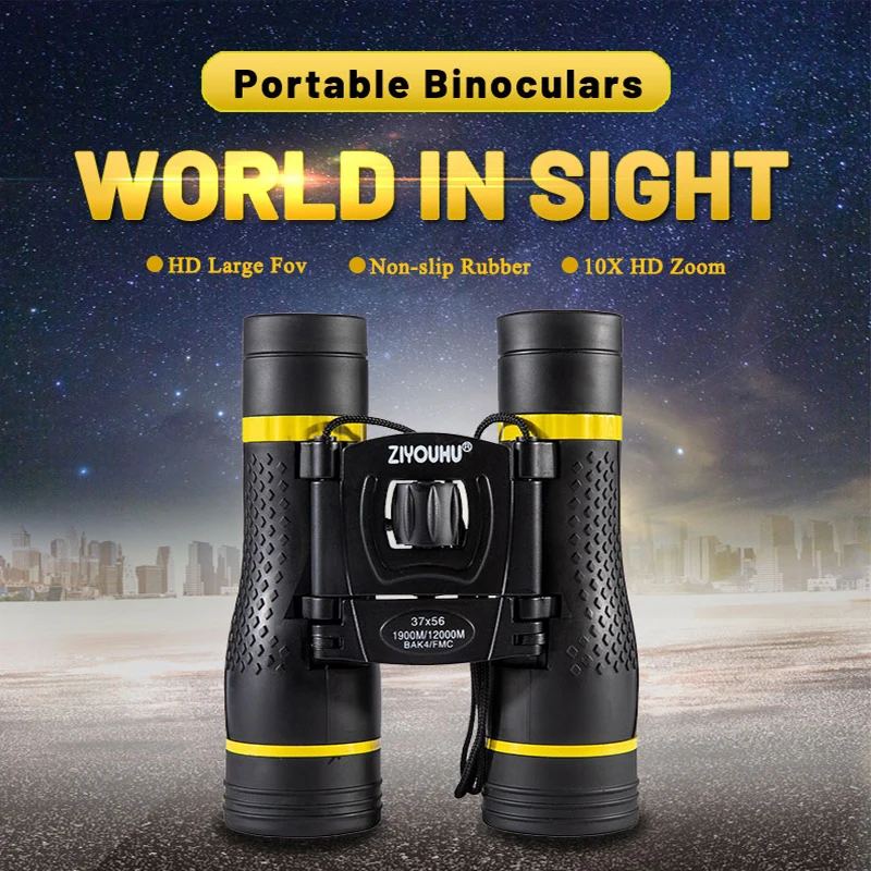 

37x56 HD Powerful Binoculars Folding Mini Long Range Telescope Optics BAK4 FMC For Hunting Sports Outdoor Camping Travel Tourism