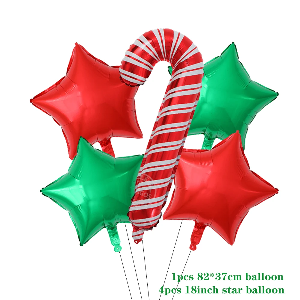5pcs/set Santa Claus Balloons stand Christmas Snowman Ballons indoor Navidad Xmas Party Decors red green star Helium globos | Дом и сад